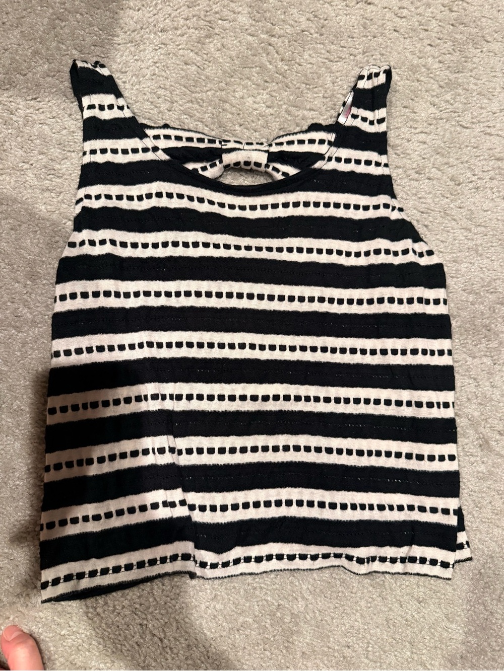 Xhilaration Black & White Striped Knit cropped Tank with Back Bow